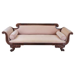 Antique 19th C. American Empire Flame Mahogany Claw Foot Parlor Sofa Couch 85"