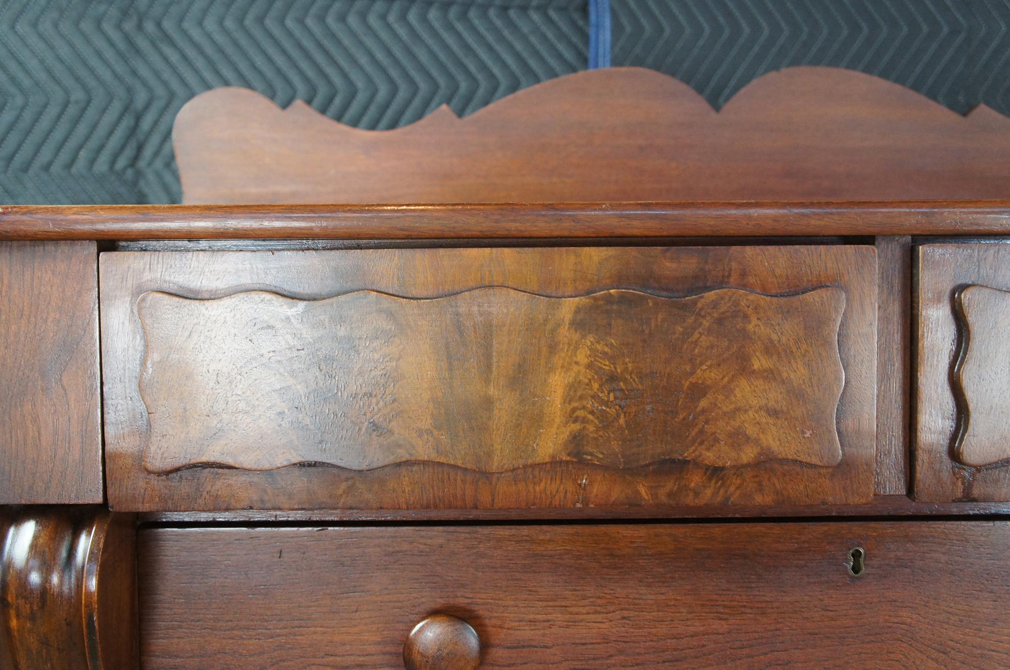 Antique 19th C. American Empire Flame Mahogany Tallboy Dresser Gentlemans Chest  In Good Condition In Dayton, OH