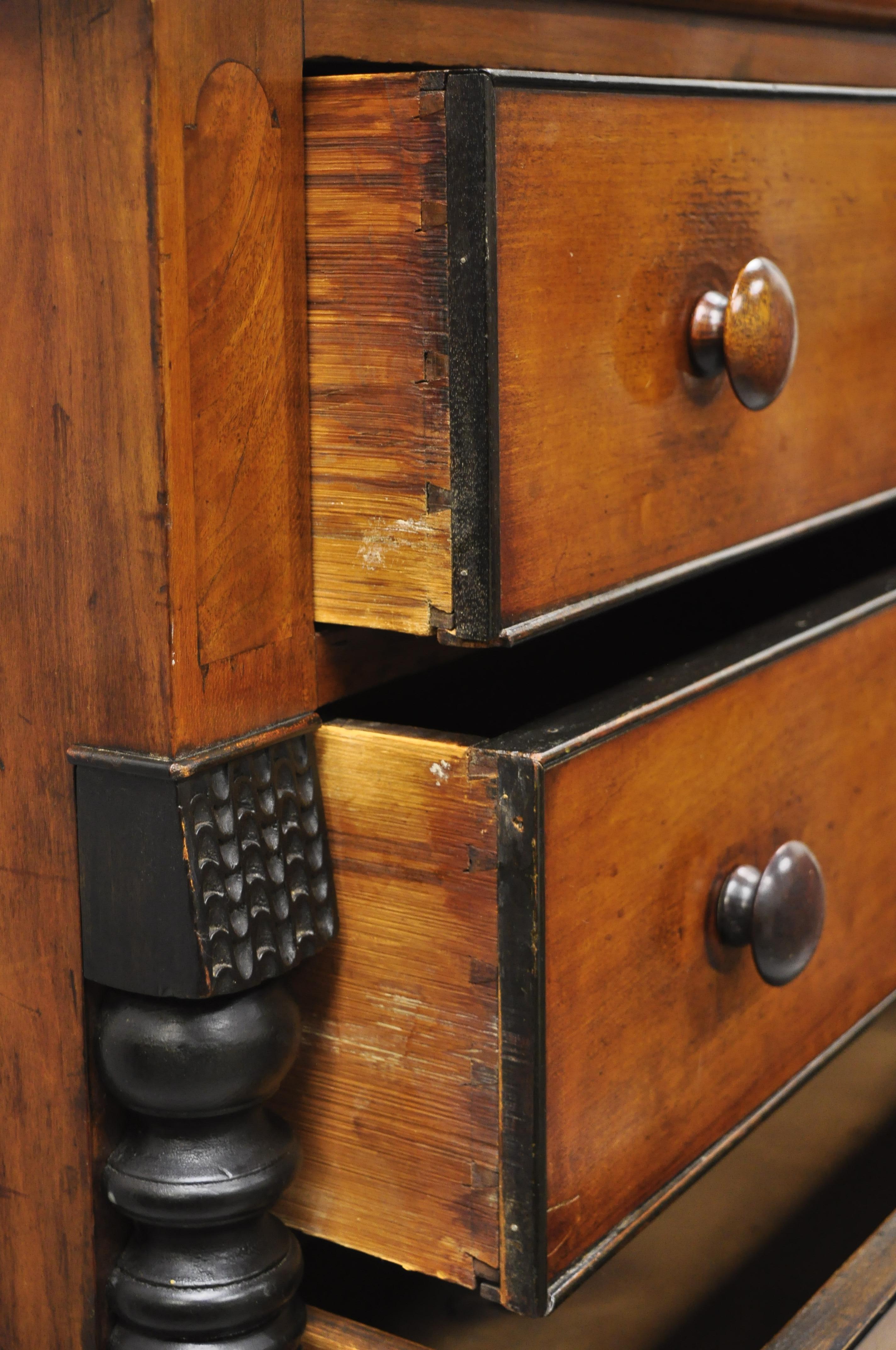 19th Century Antique American Federal Sheraton Mahogany Empire Tall Chest Dresser