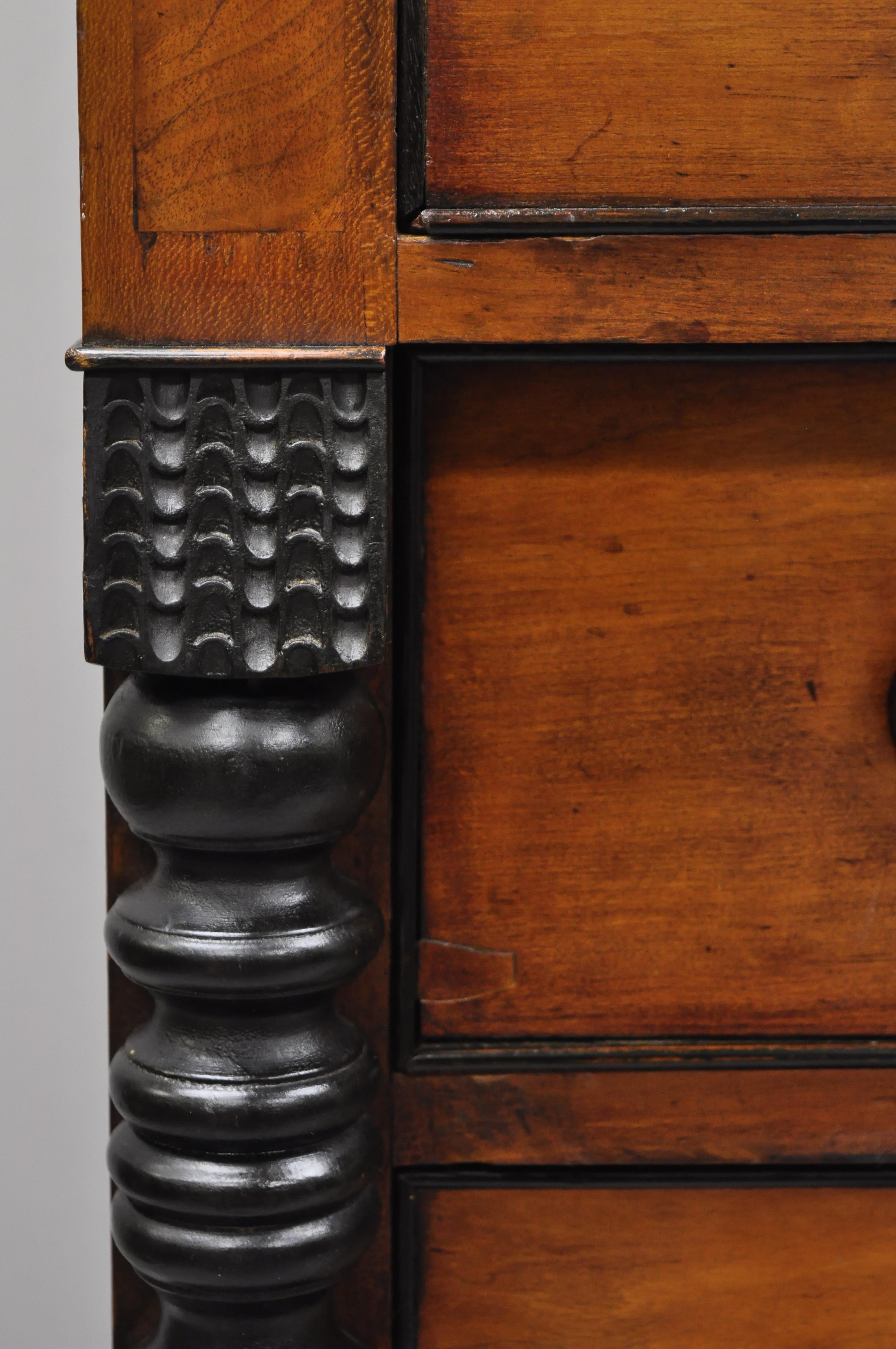 Antique American Federal Sheraton Mahogany Empire Tall Chest Dresser 1
