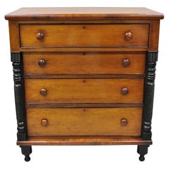 Antique American Federal Sheraton Mahogany Empire Tall Chest Dresser