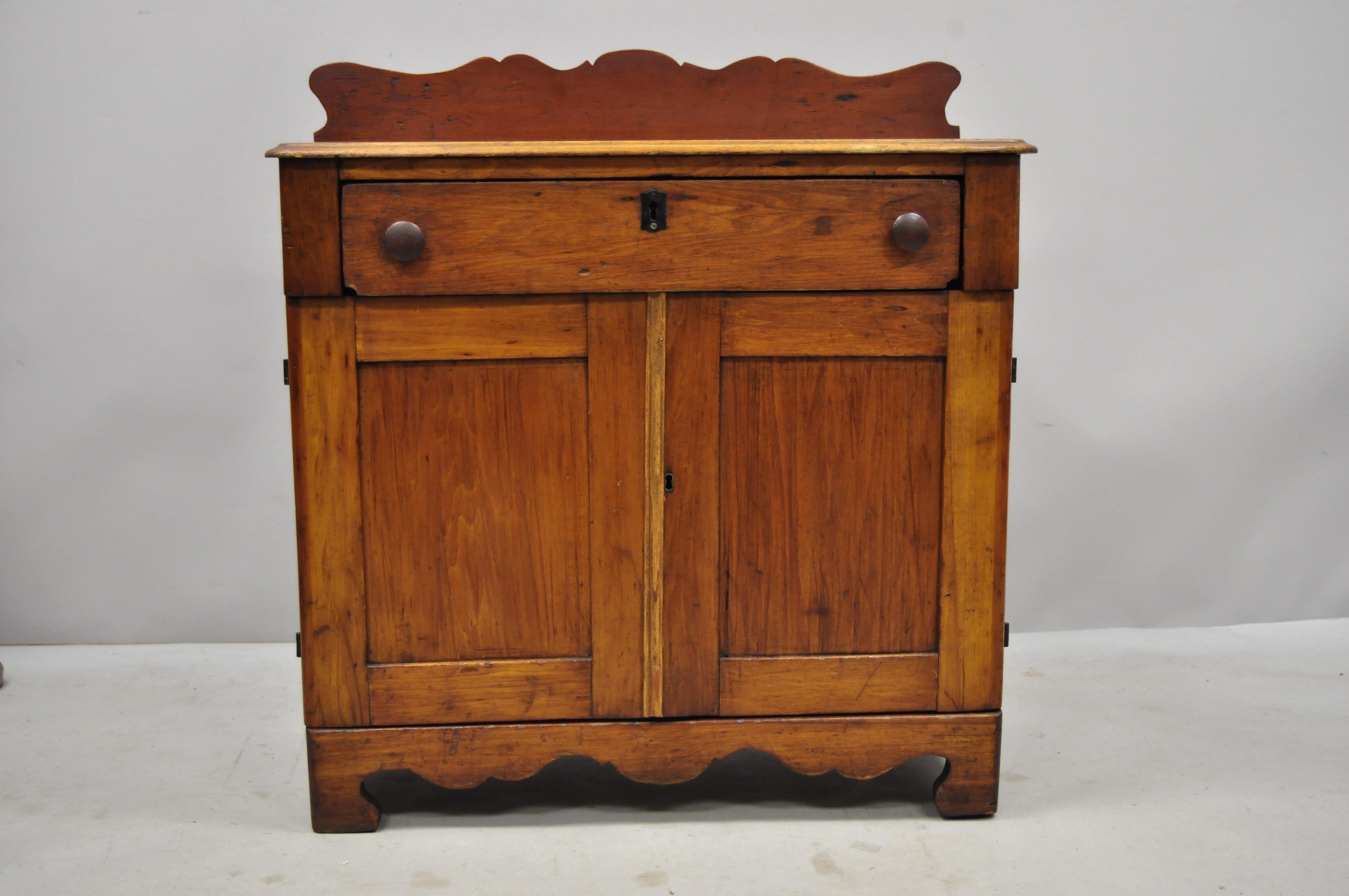 Antique 19th Century American Primitive Chestnut Washstand Nightstand Work Table 4