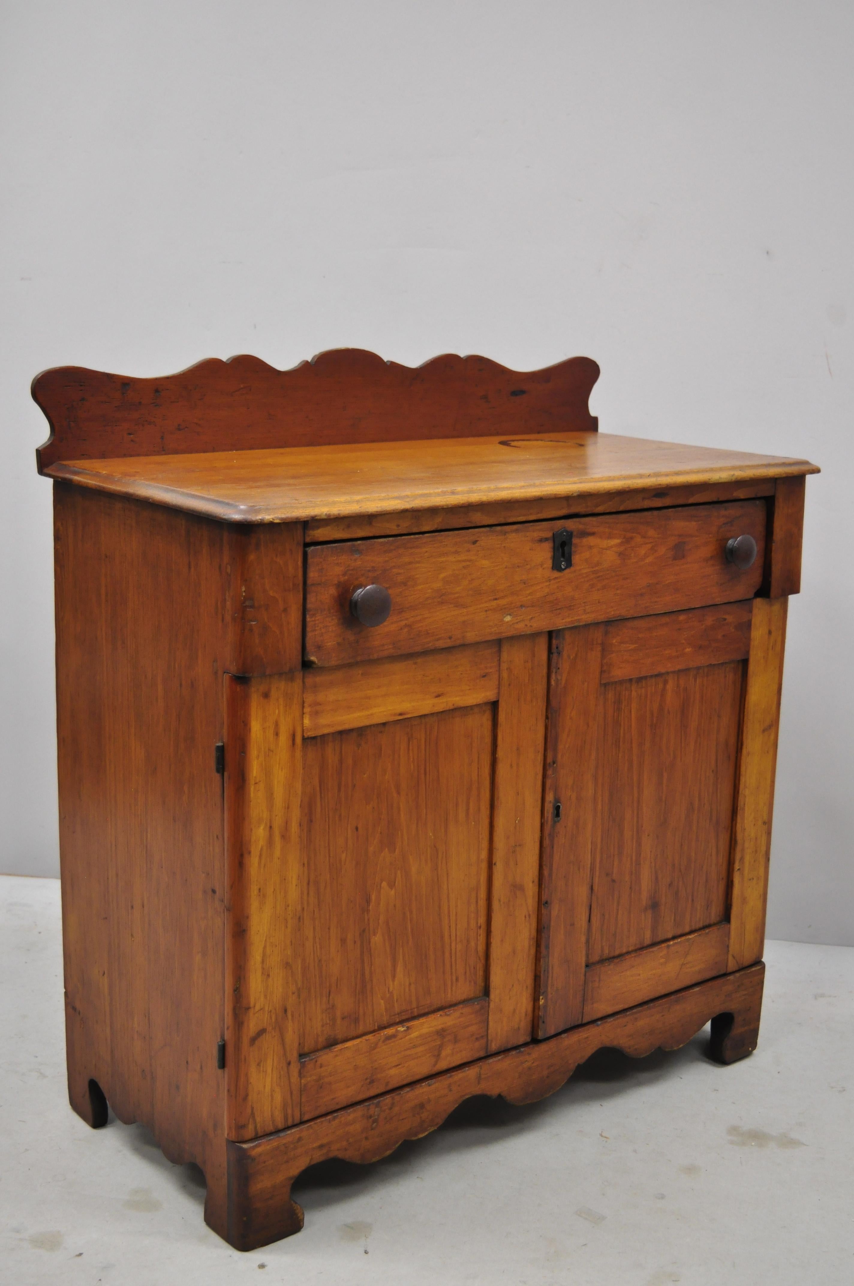 Antique 19th Century American Primitive Chestnut Washstand Nightstand Work Table 6