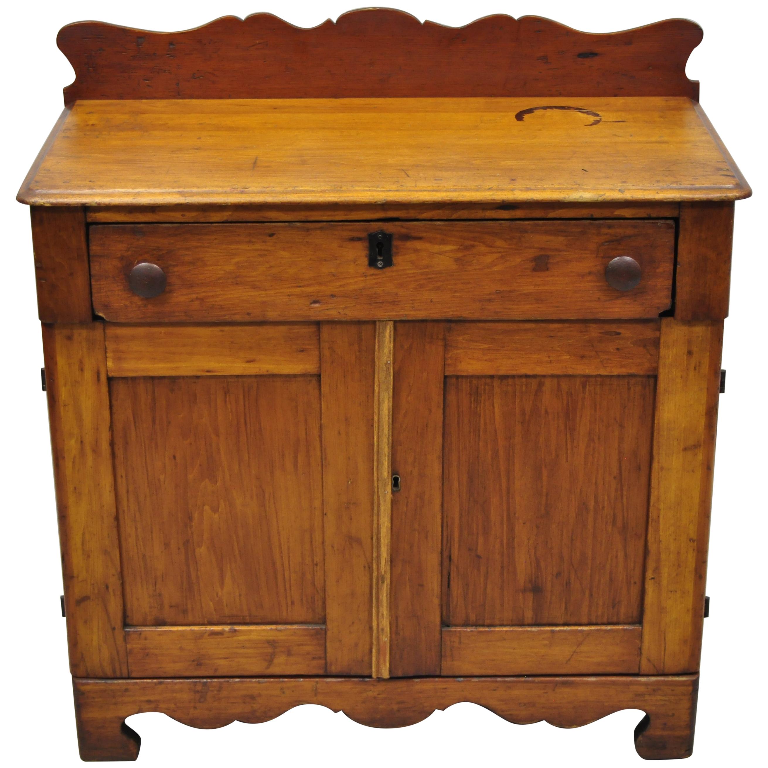 Antique 19th Century American Primitive Chestnut Washstand Nightstand Work Table