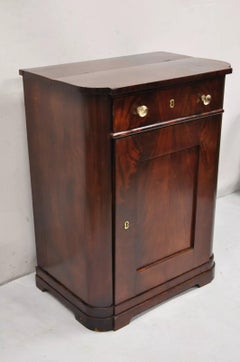 Antique 19th C. American Sheraton Crotch Mahogany Single Door Commode Cabinet