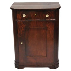 Antique 19th C. American Sheraton Crotch Mahogany Single Door Commode Cabinet
