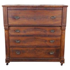 Antique 19th C. American Victorian Mahogany Tallboy Dresser Chest of Drawers