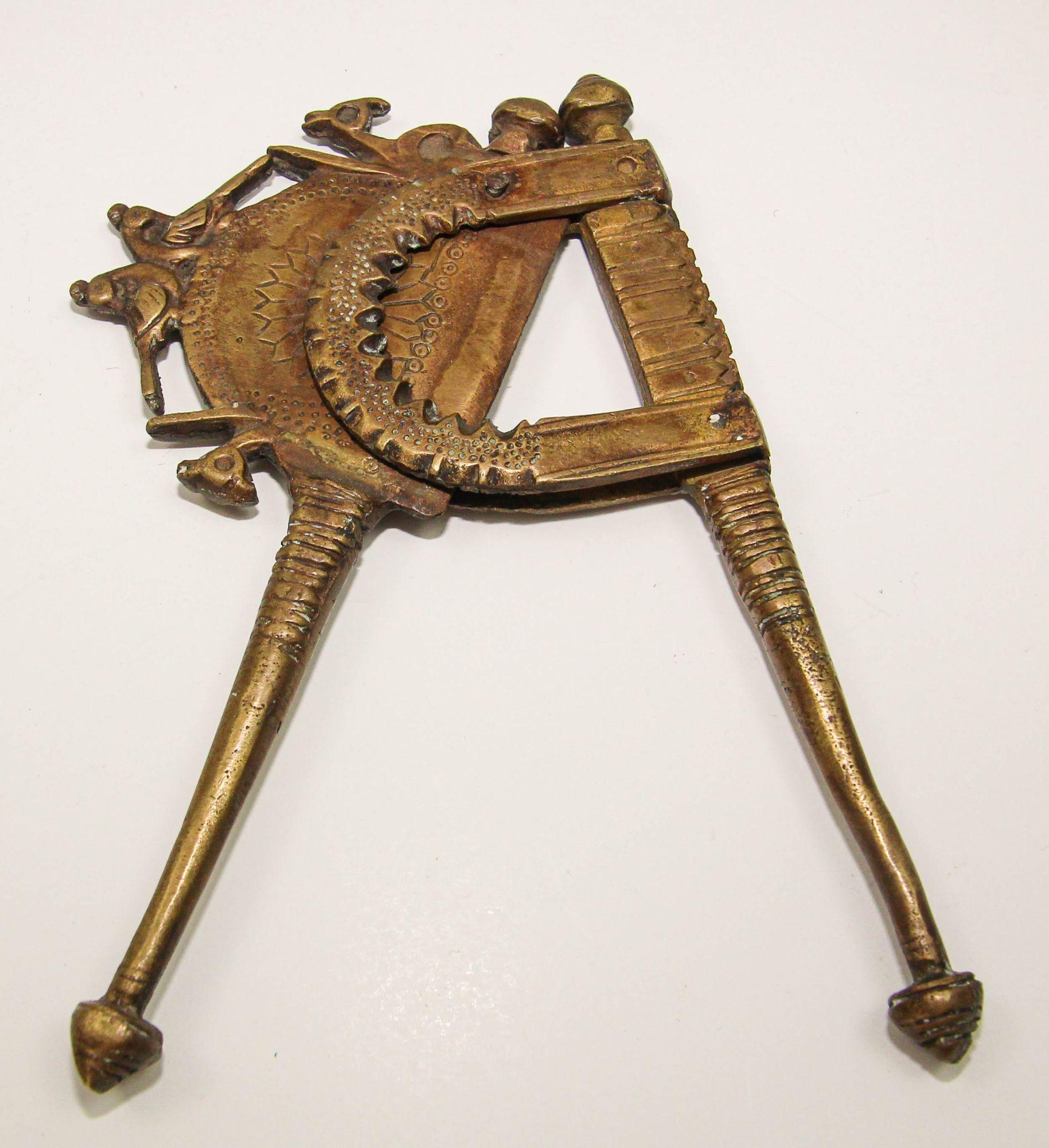 Bronze Antique 19th C. Brass Betel Nut Cutter from India Collectible Asian Artifact For Sale