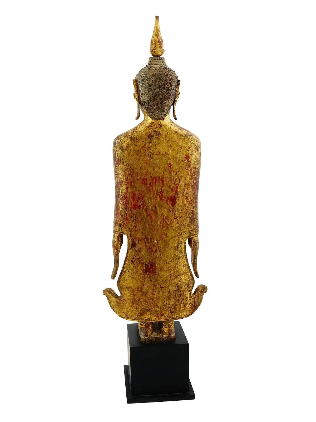Laqué Ancienne statue de Bouddha de Birmanie Mandalay du 19ème siècle avec COA en vente