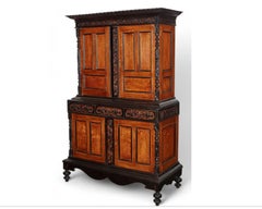 Antique 19th C Ceylonese British Colonial Satin Wood and Ebony Cabinet
