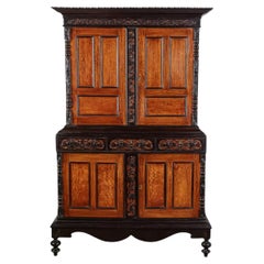 Antique 19th C Ceylonese British Colonial Satin Wood and Ebony Cabinet