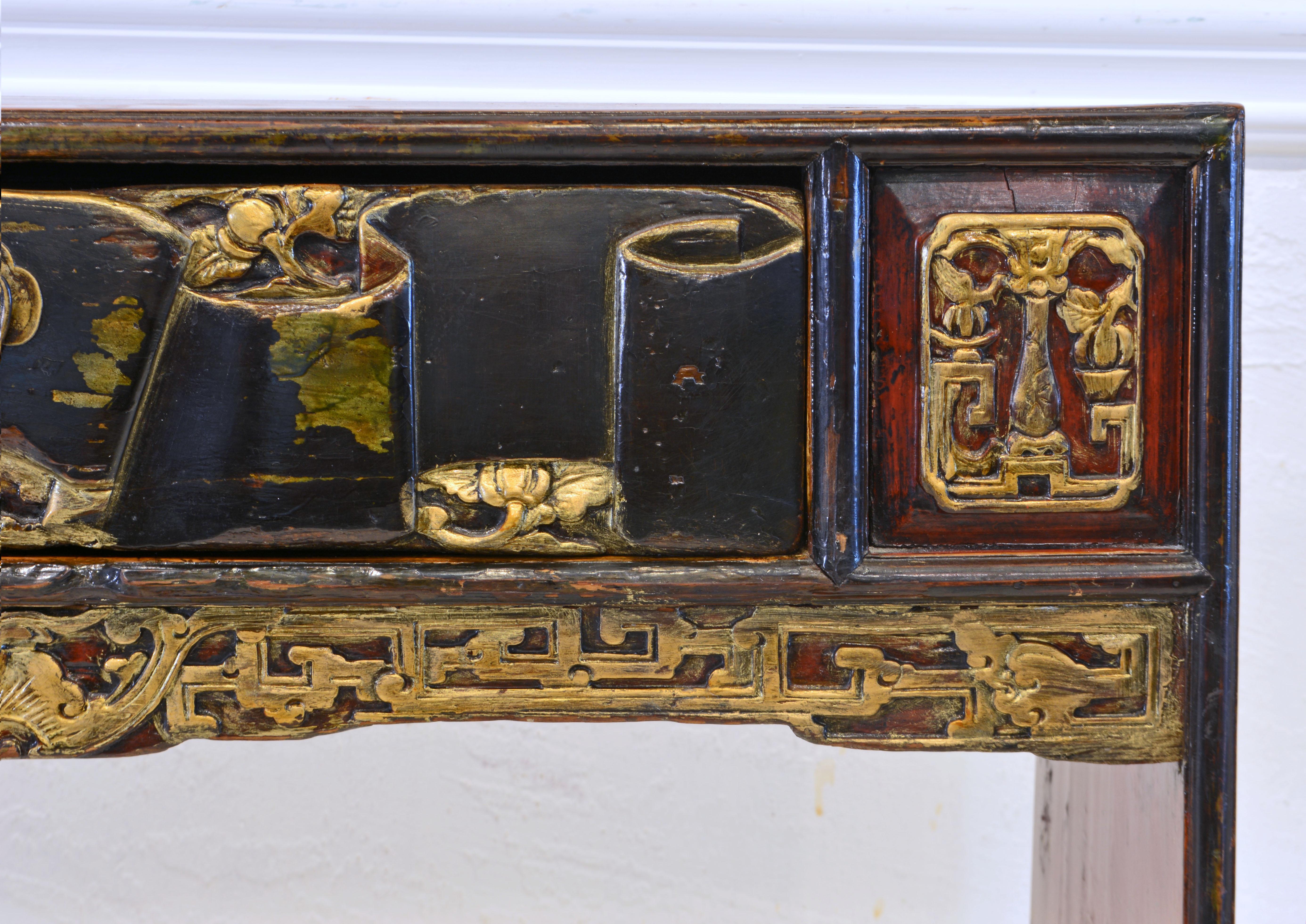 Antique 19th C. Chinese Carved Lacquer and Gilt Altar and Dislay Table 4
