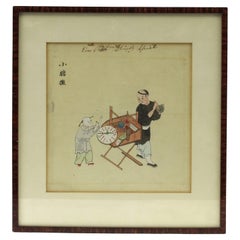 Antique 19th c Chinese Water Color painting of a Gambling Game. 19th century