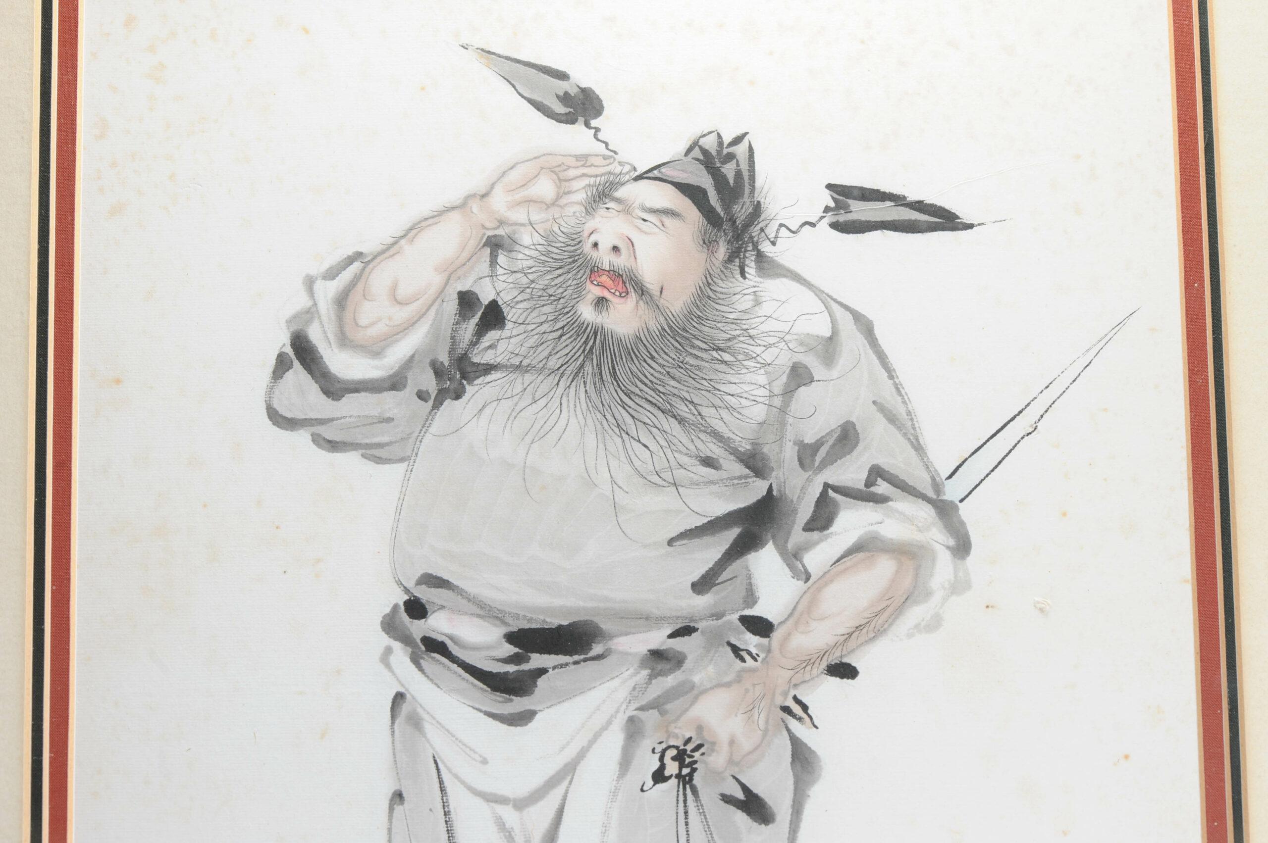 XIXe siècle A.I.C. peinture à l'eau d'un homme, ancienne, 19e siècle, Dynasty Qing en vente
