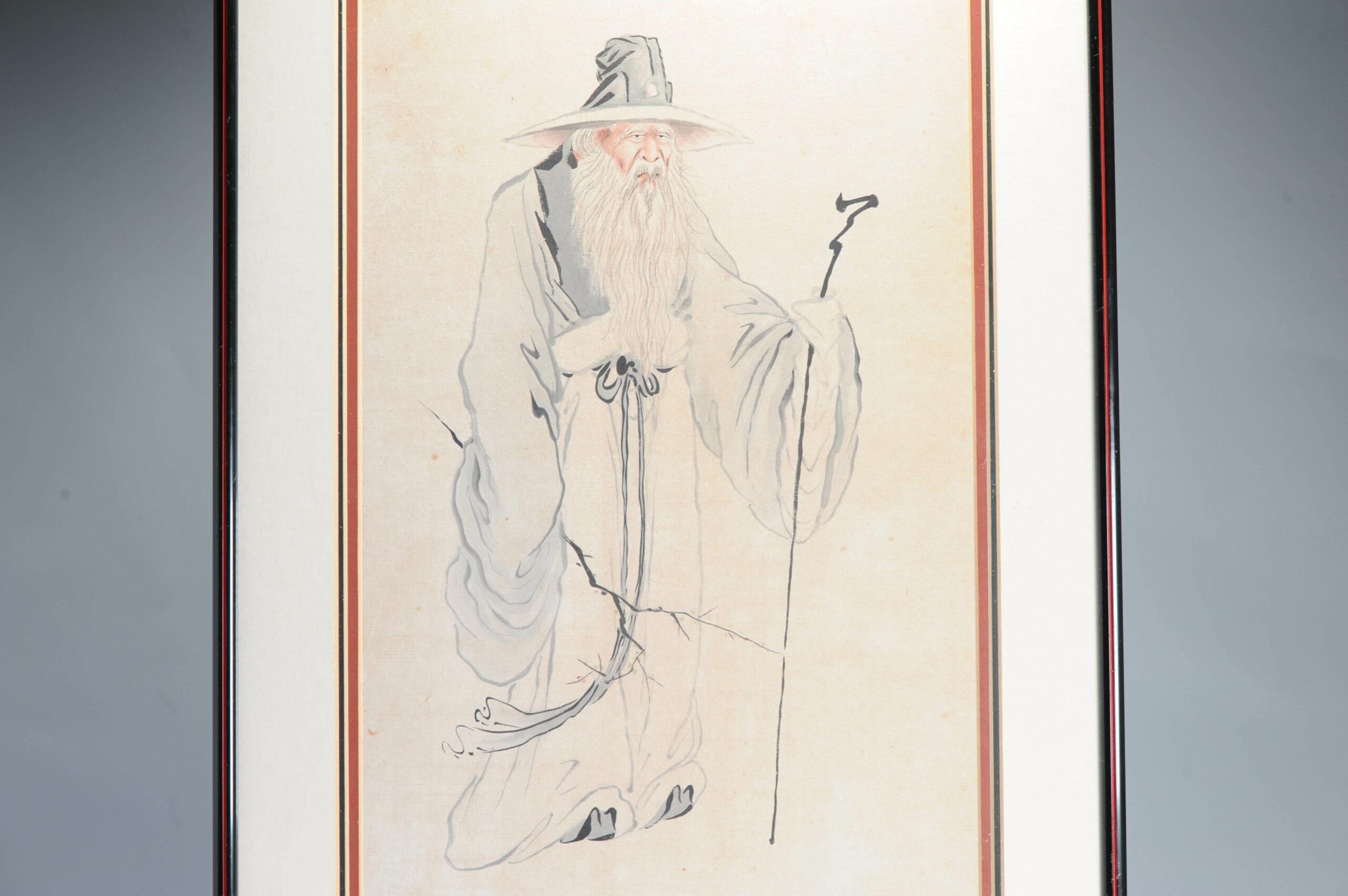 Porcelaine A.I.C. peinture à l'eau d'un homme, ancienne, 19e siècle, Dynasty Qing en vente
