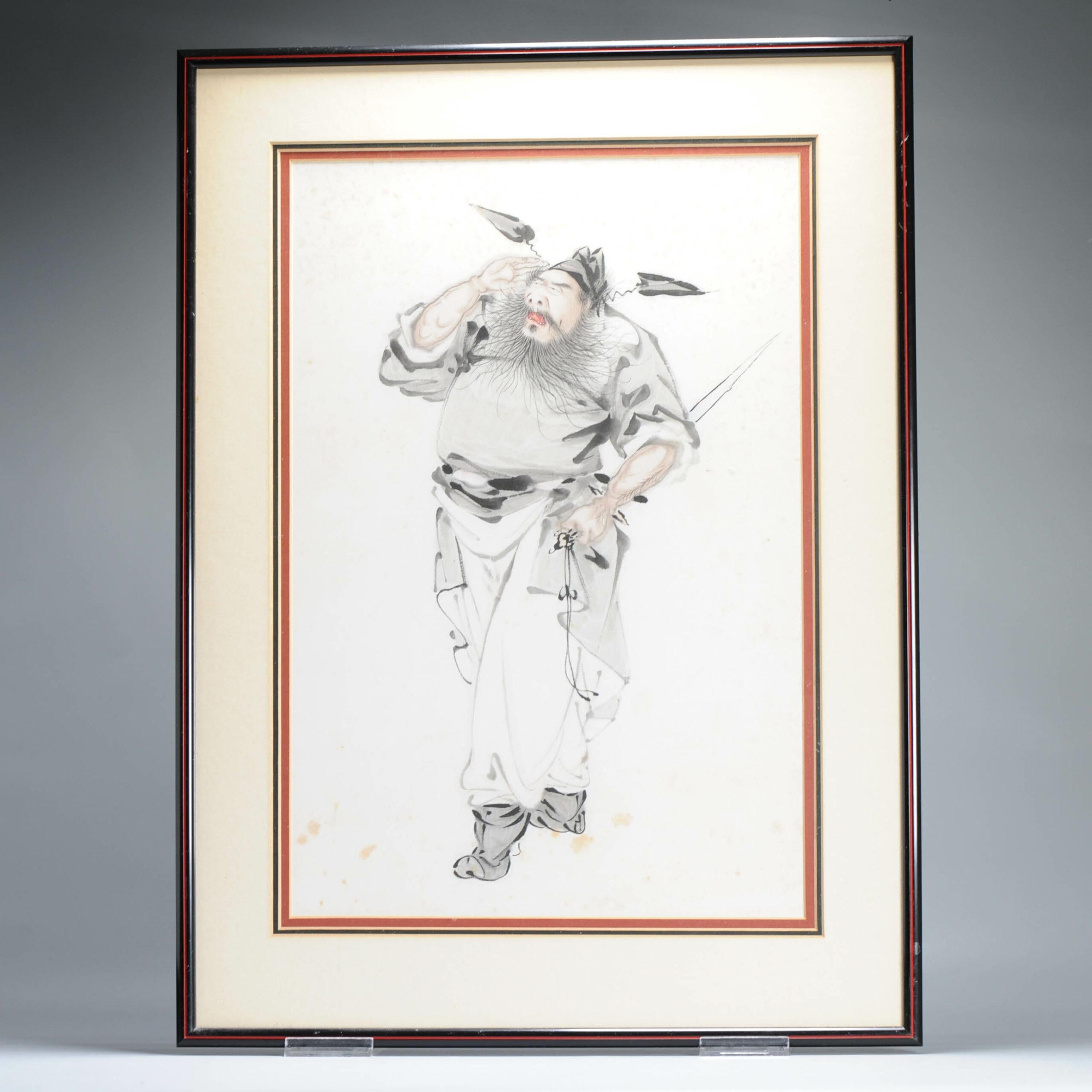 Porcelaine A.I.C. peinture à l'eau d'un homme, ancienne, 19e siècle, Dynasty Qing en vente