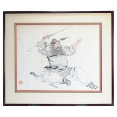Antique 19th c Chinese Water Color painting of a man c Qing Dynasty