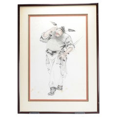 Antique 19th c Chinese Water Color painting of a man c Qing Dynasty