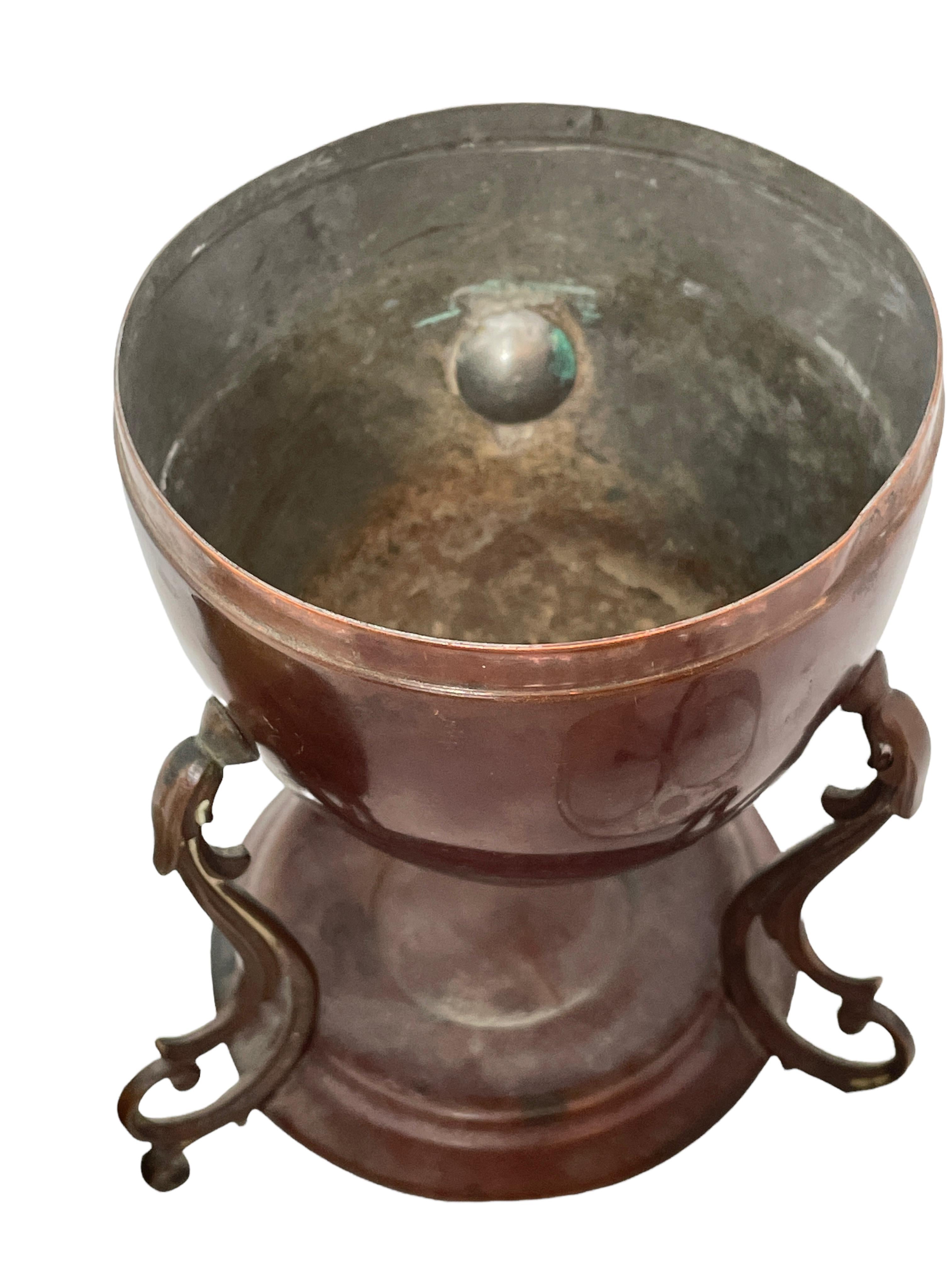 Antique 19th c Copper Egg Coddler Egg boiler with Dog Figure, German 6