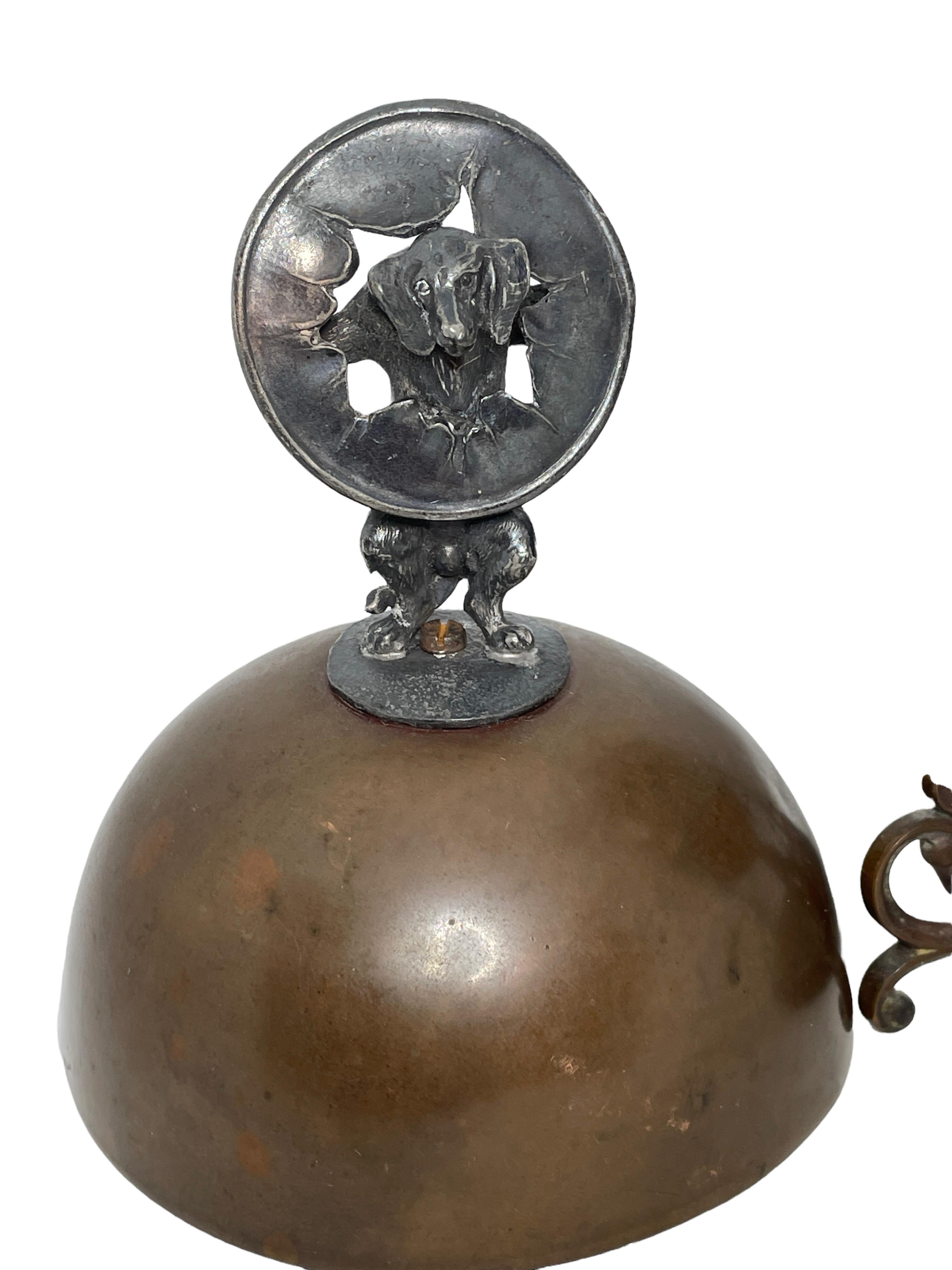 Antique 19th c Copper Egg Coddler Egg boiler with Dog Figure, German 7