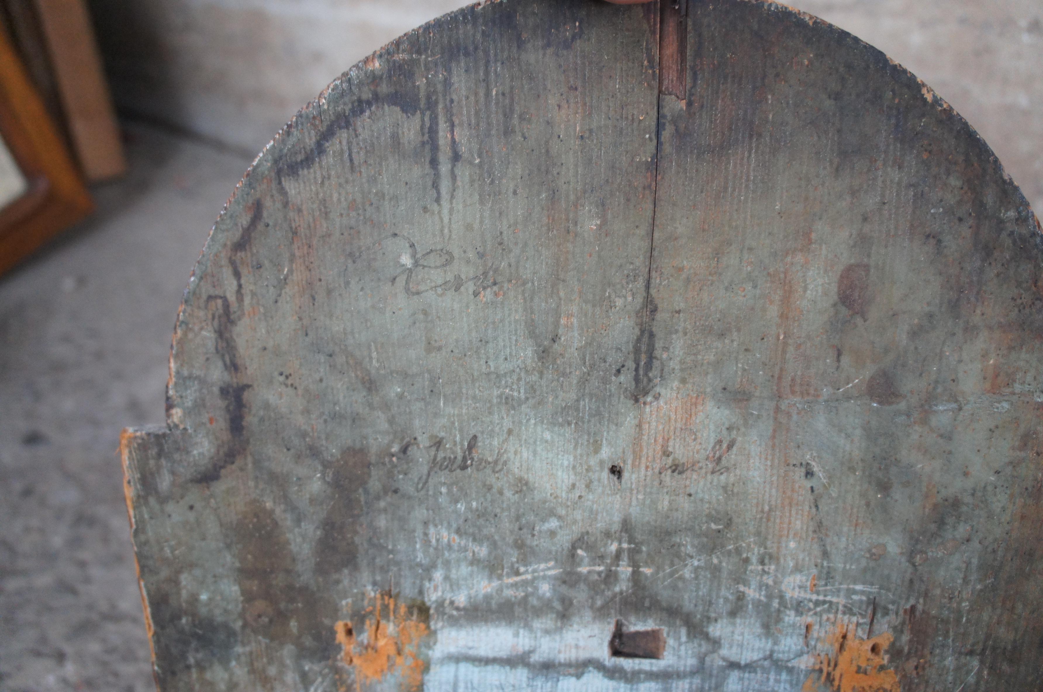 Antique 19th C. Early American Cherry Tall Case Grandfather Clock Painted Face 5