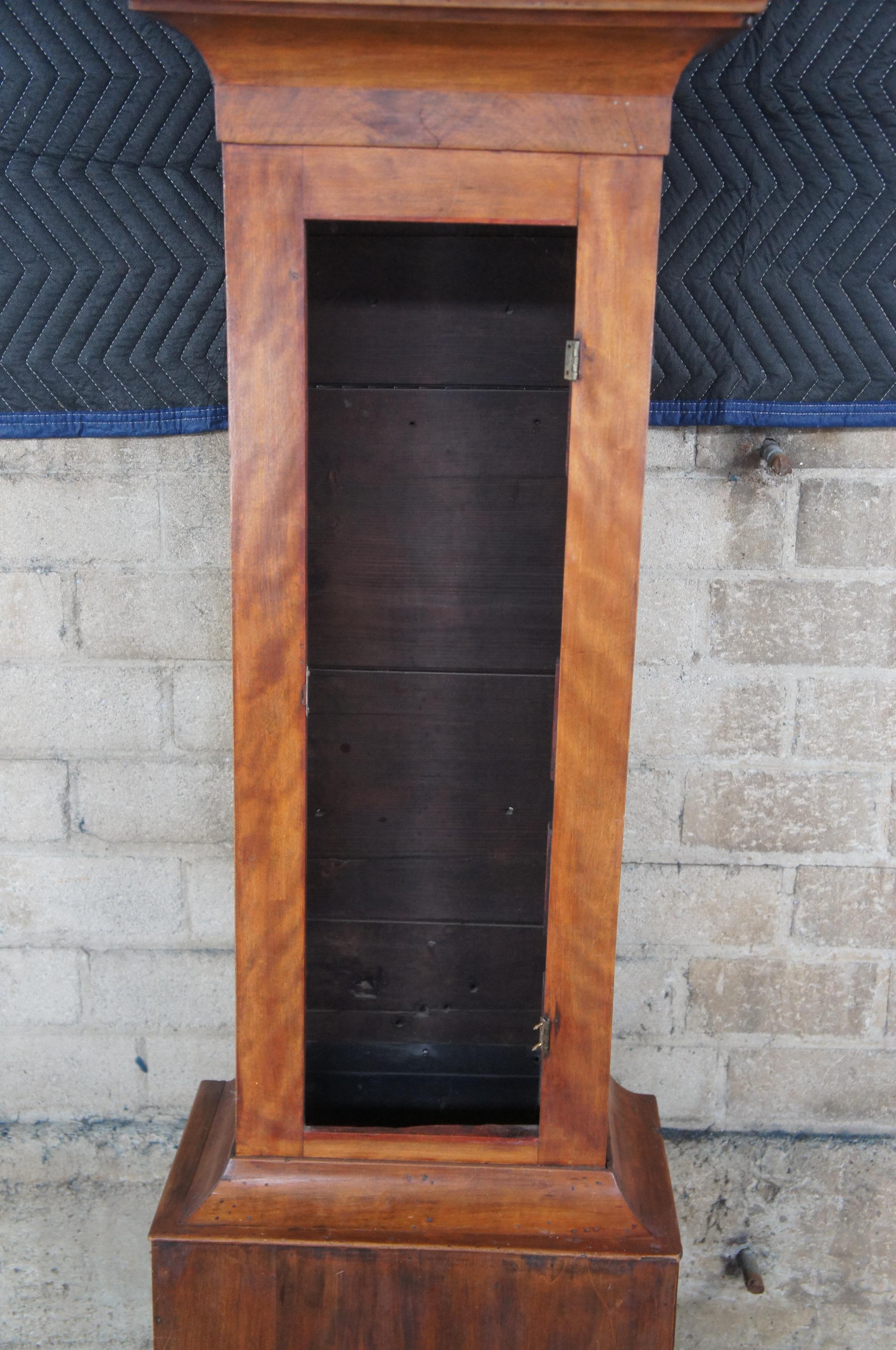 Antique 19th C. Early American Cherry Tall Case Grandfather Clock Painted Face 3