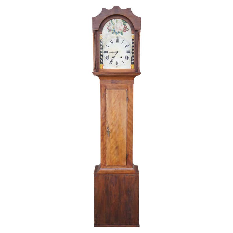 Colonial Clocks Antique Colonial Mfg Co Empire Style Mahogany Grandfather Clock German ...