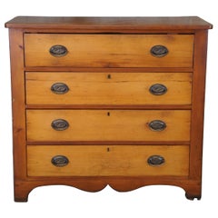 Antique 19th C. Early American Country Pine Chest of Drawers Sheraton Dresser