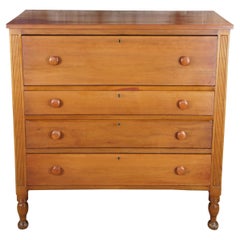 Antique 19th C. Early American Solid Cherry Tallboy Chest of Drawers Dresser