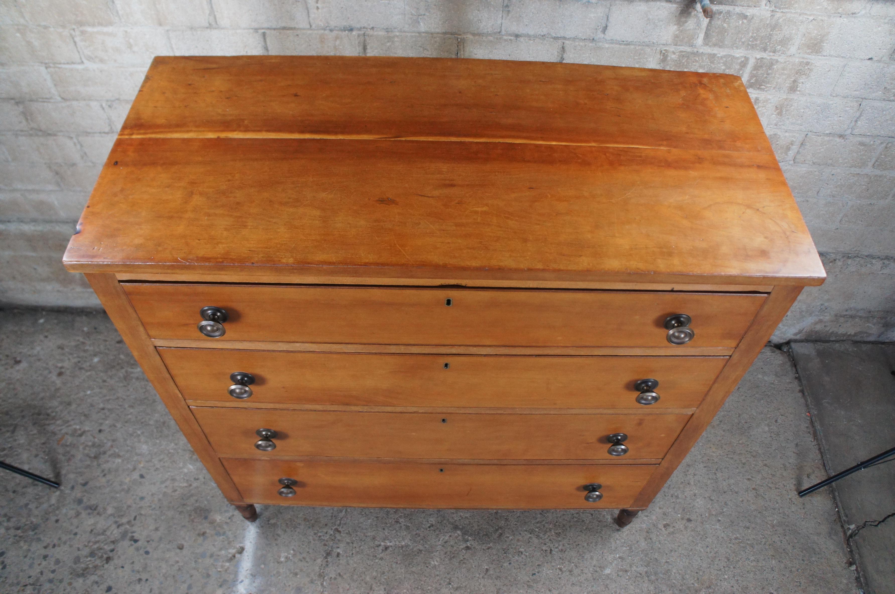 Antique 19th C. Early American Solid Cherry Tallboy Chest of Drawers Dresser In Good Condition In Dayton, OH