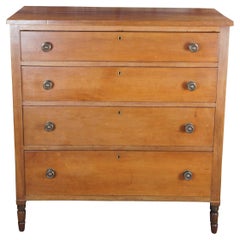Antique 19th C. Early American Solid Cherry Tallboy Chest of Drawers Dresser