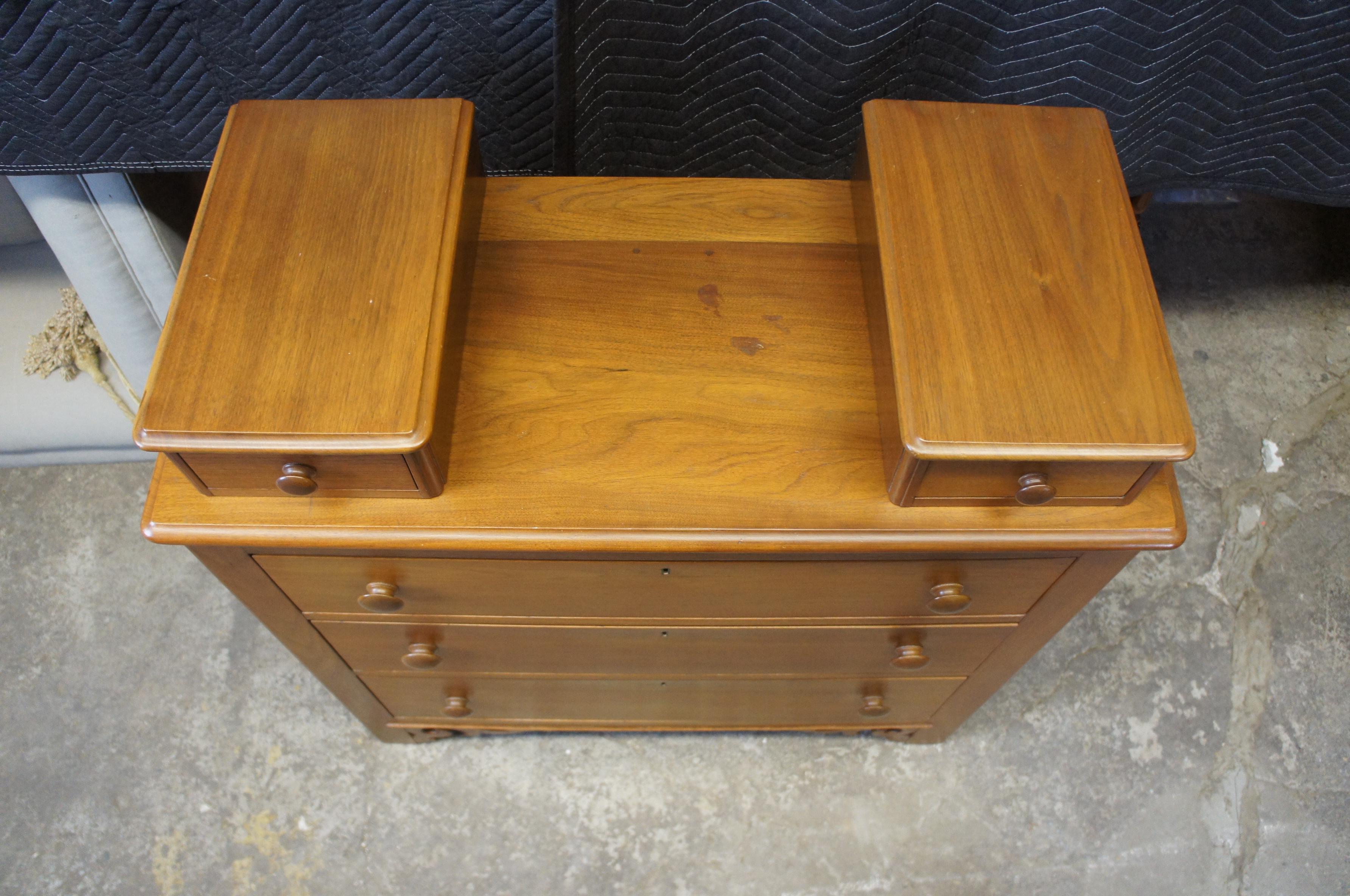 Antique Early American Walnut Dresser Chest Glove Box Drawers Victorian In Good Condition In Dayton, OH