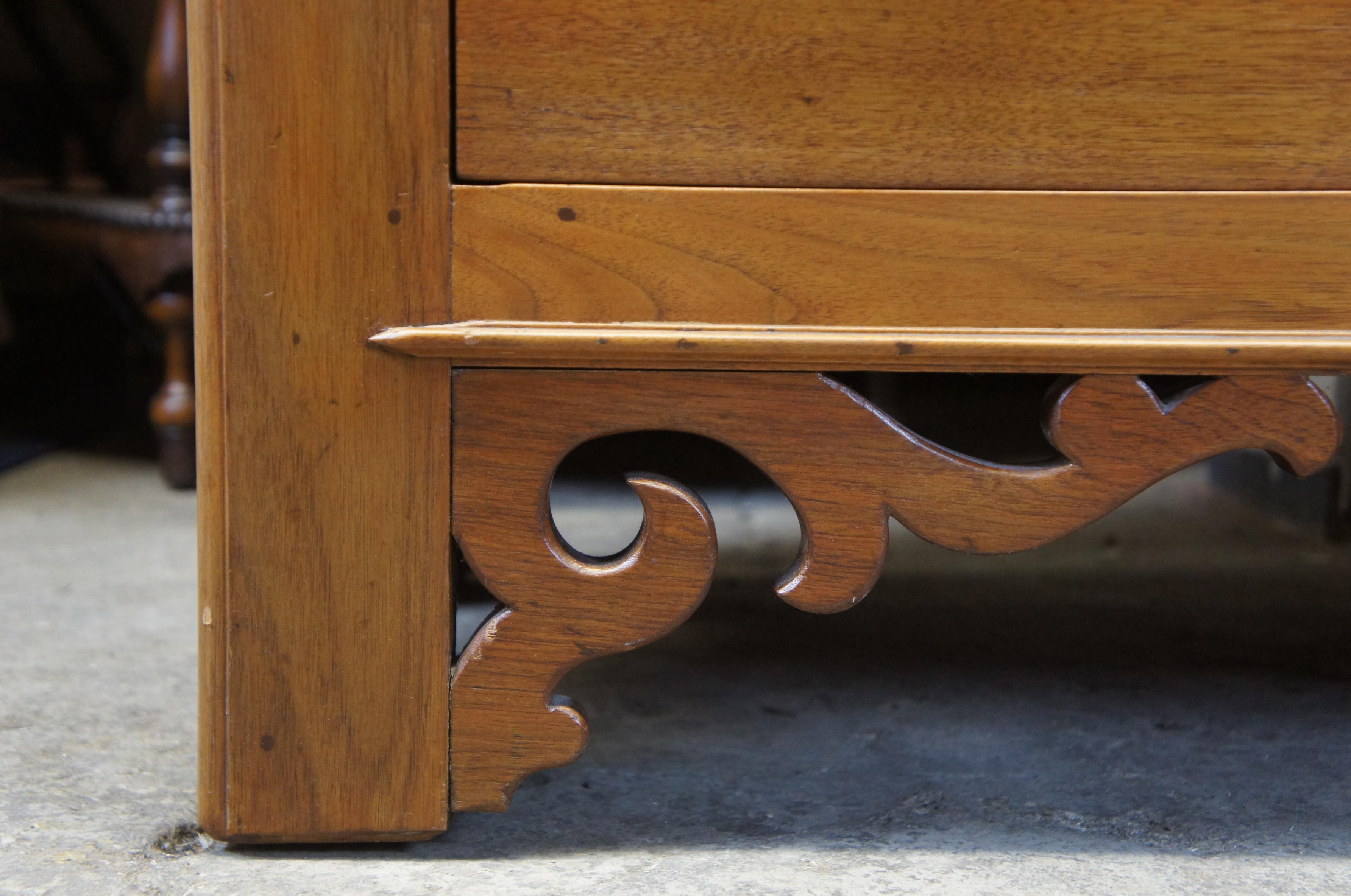 19th Century Antique Early American Walnut Dresser Chest Glove Box Drawers Victorian
