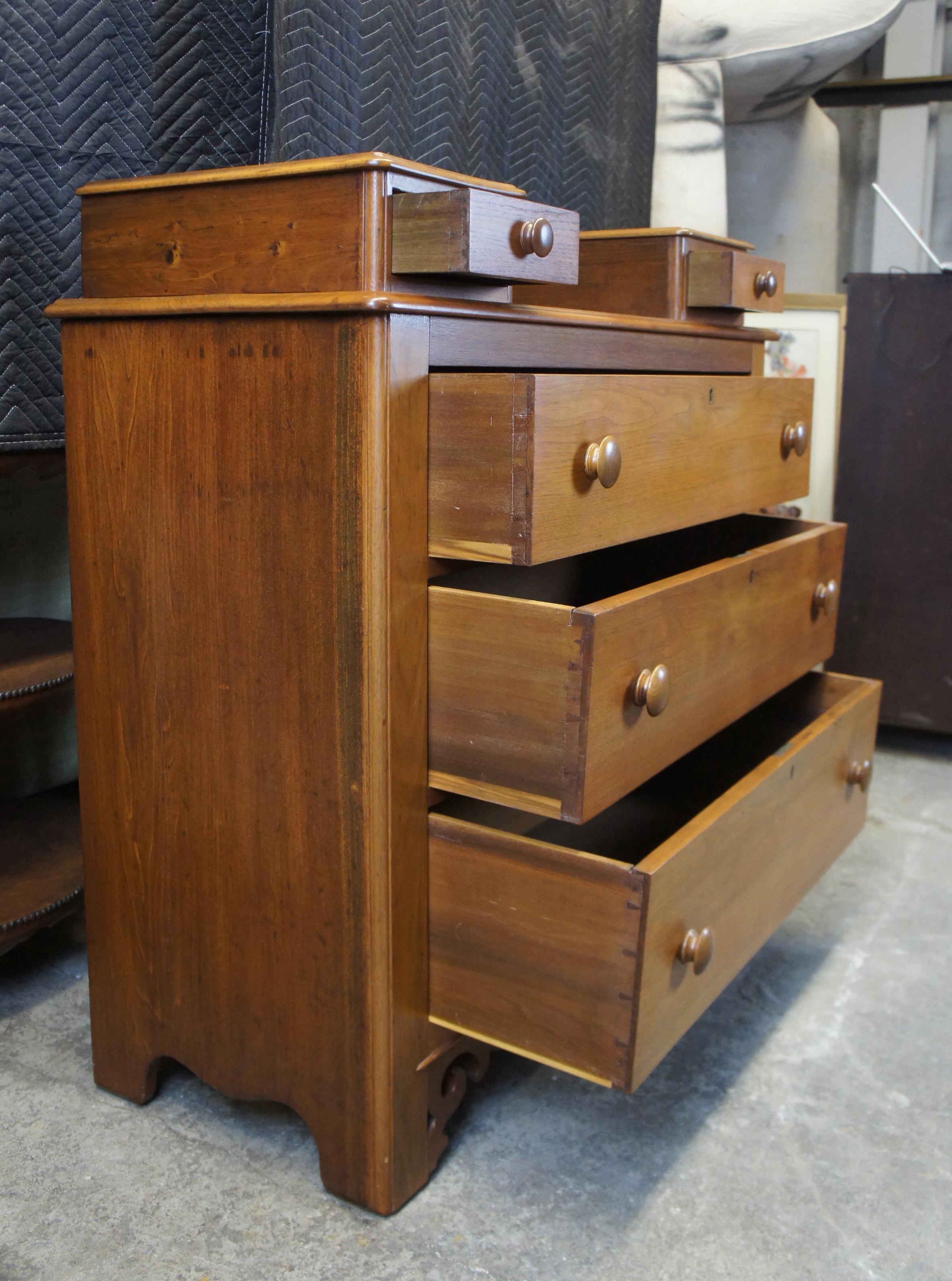 Antique Early American Walnut Dresser Chest Glove Box Drawers Victorian 1