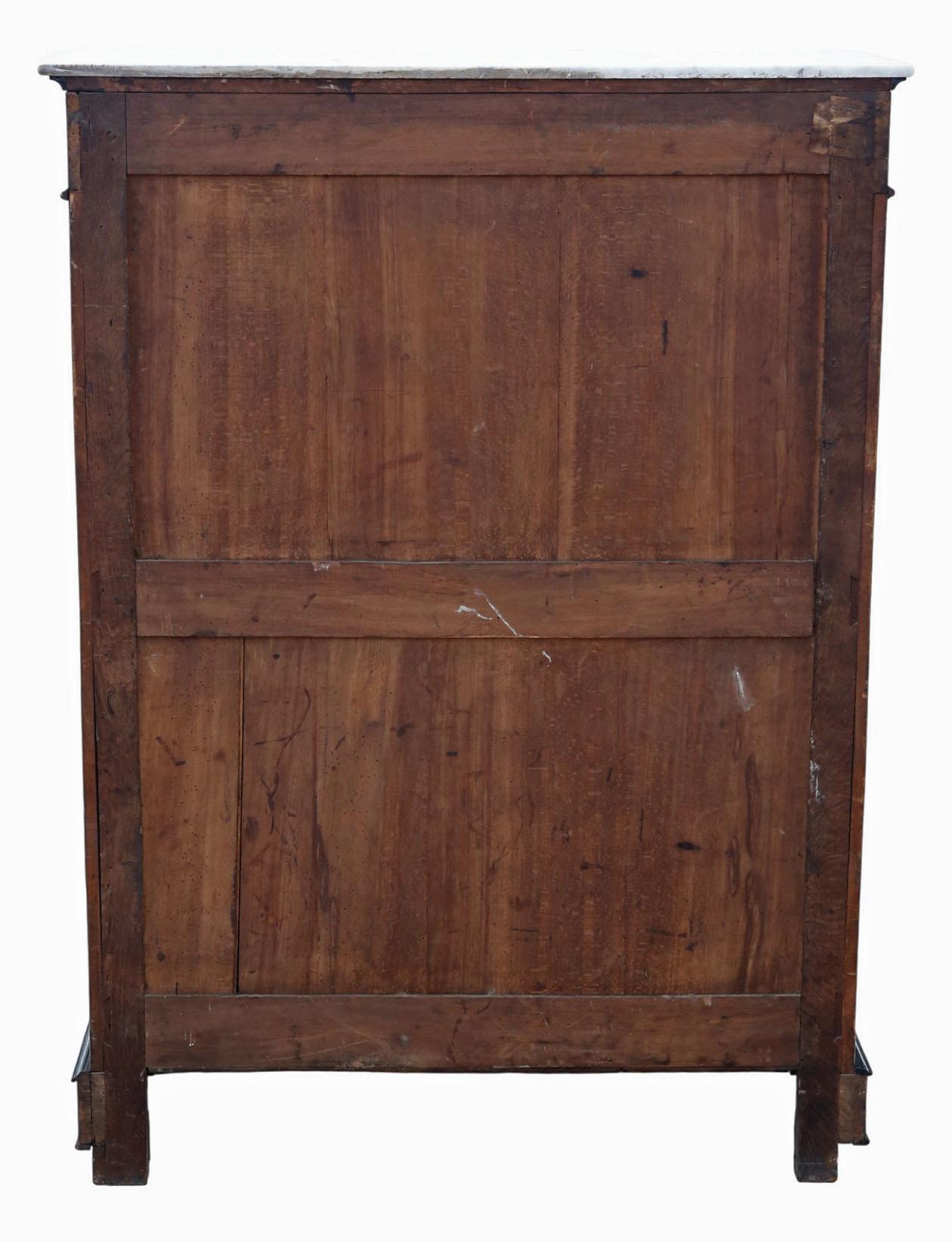 Wood Antique 19th C. Ebonised & Burr Walnut Cabinet Press Cupboard with Marble Top For Sale