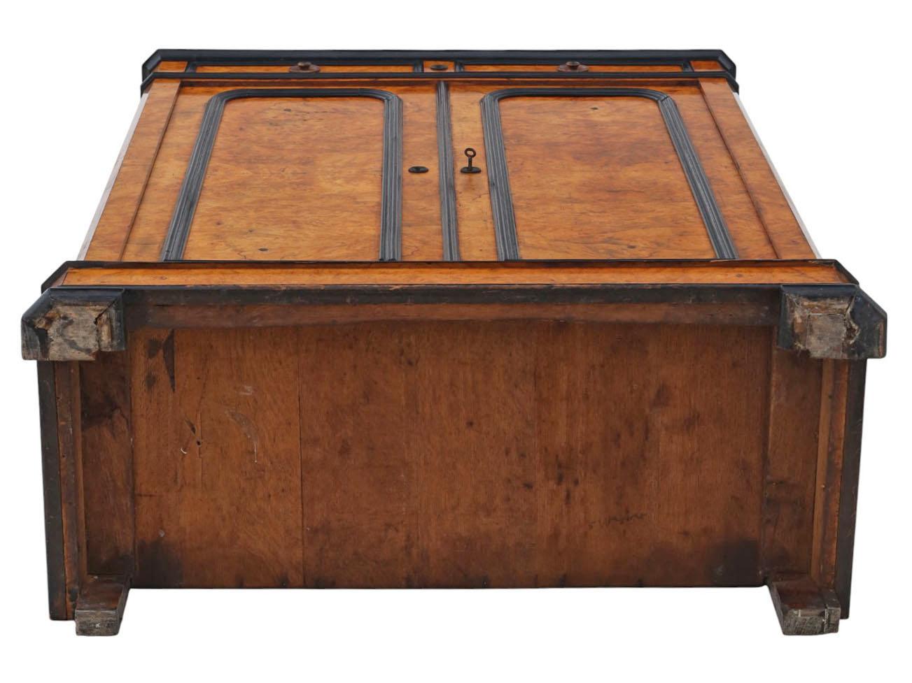 Antique 19th C. Ebonised & Burr Walnut Cabinet Press Cupboard with Marble Top For Sale 1