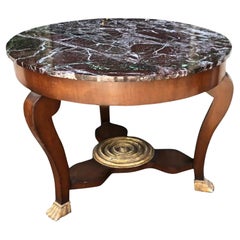 Used 19th C Empire Mahogany Gilt-Wood Marble Top Table