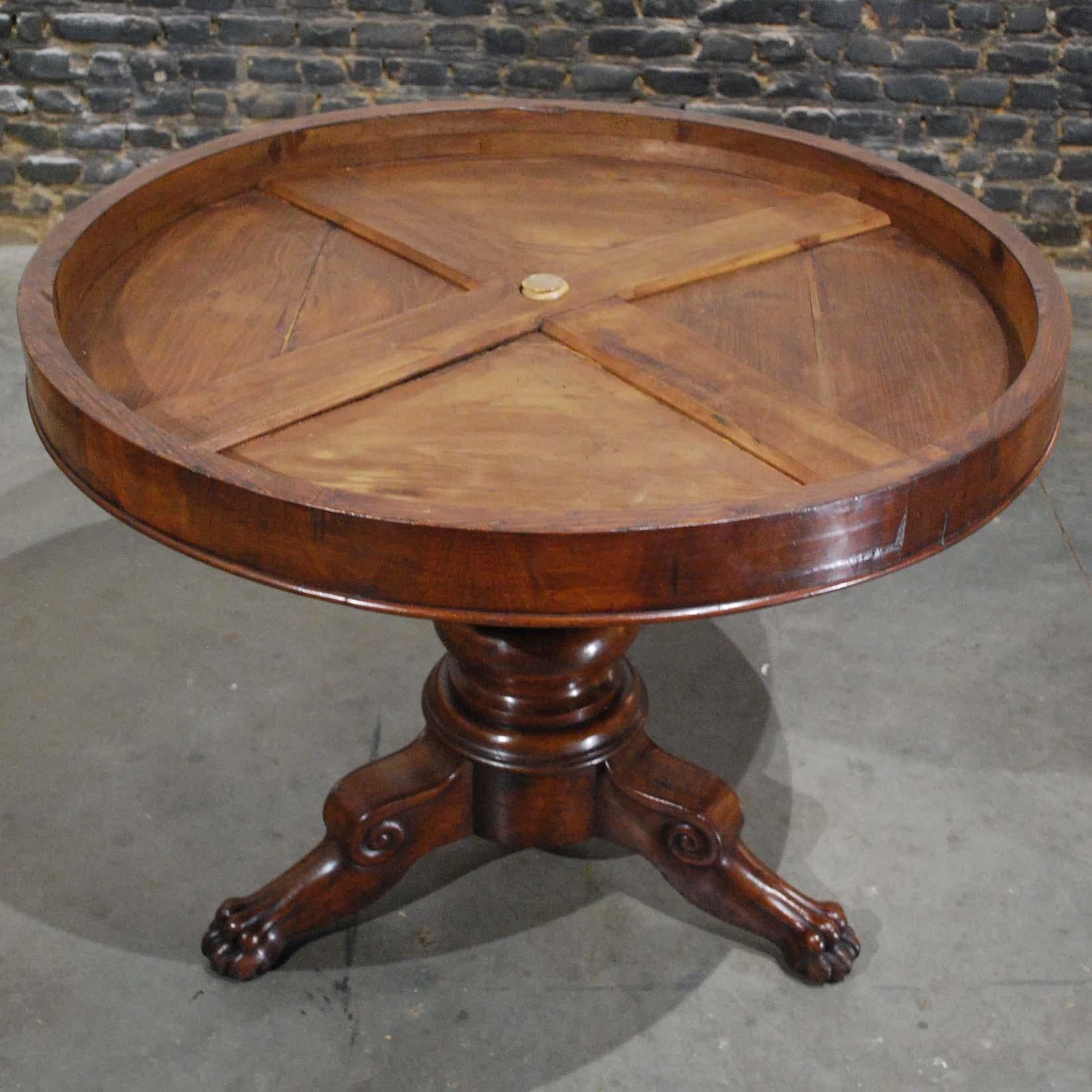 Antique 19th Century Empire Round Mahogany Table with Marble Top In Good Condition In Casteren, NL