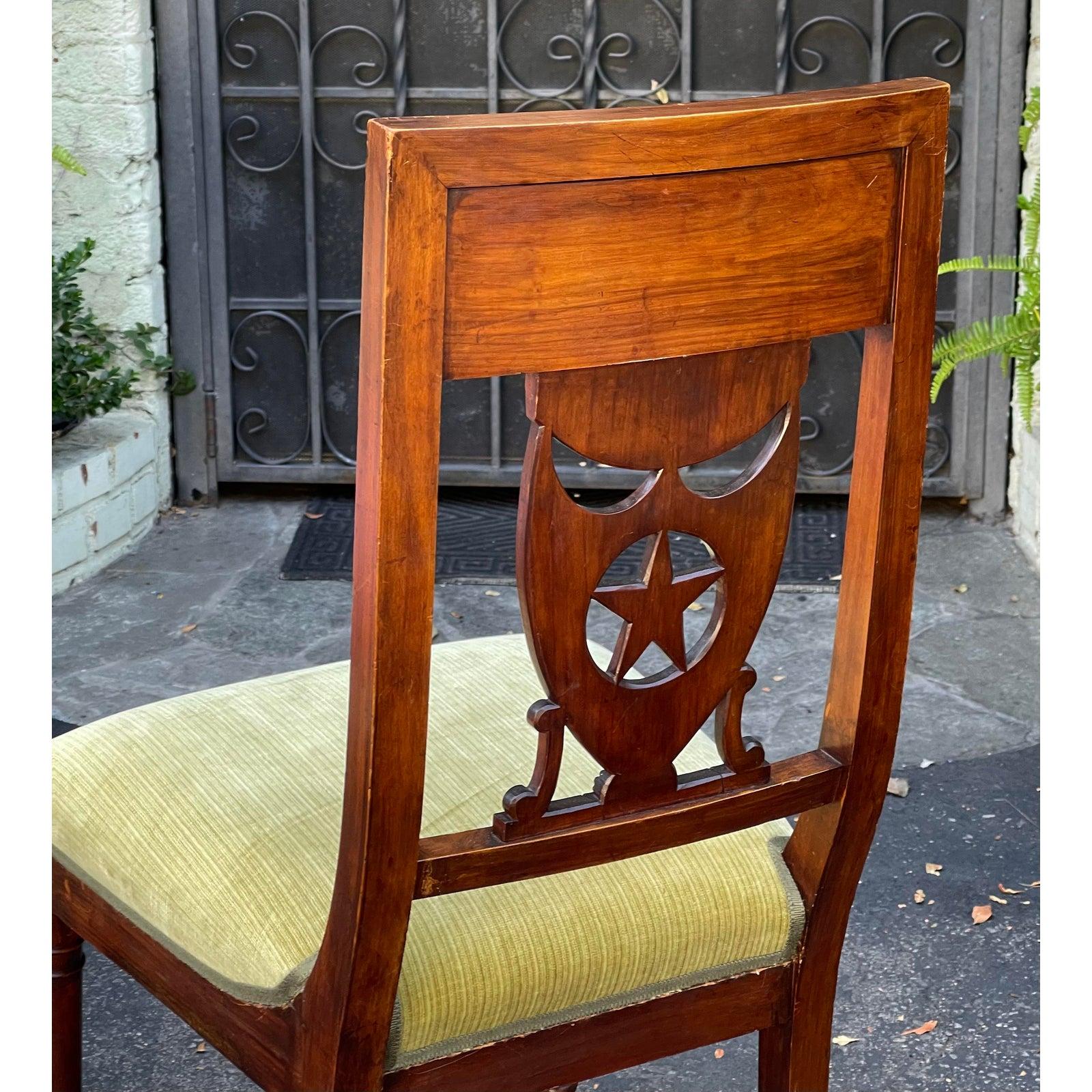 Antique 19th C Empire Star & Shield Coat of Arms Dining Chair For Sale 4