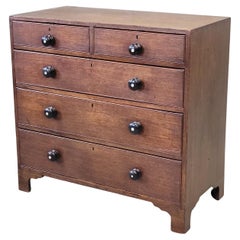 Antique 19th c English Mahogany Dresser with Ebonized Mother-of-Pearl Inlay Knob