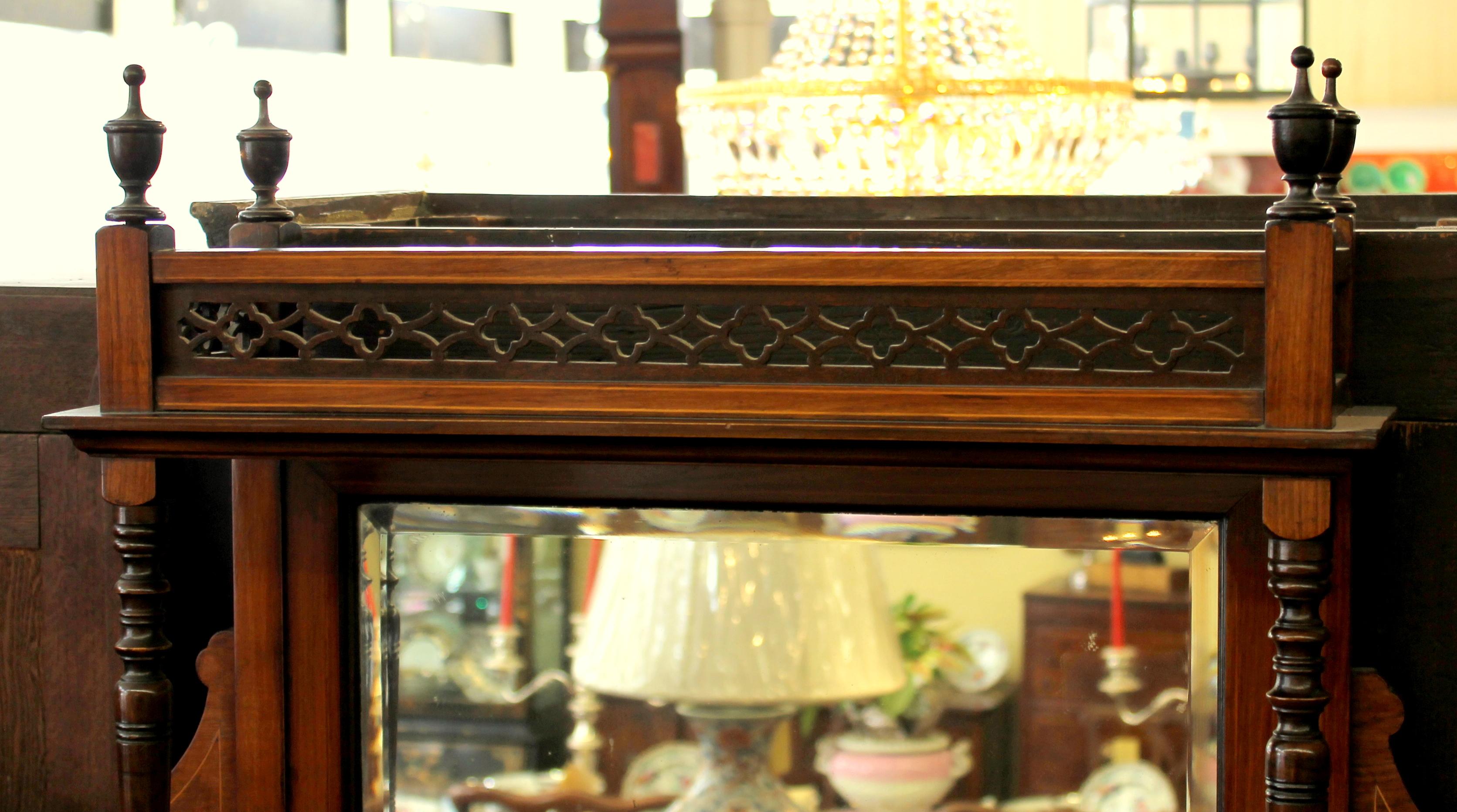 19th Century English Marquetry Inlaid Chiffonier/ Display Cabinet with Niches In Good Condition For Sale In Charleston, SC