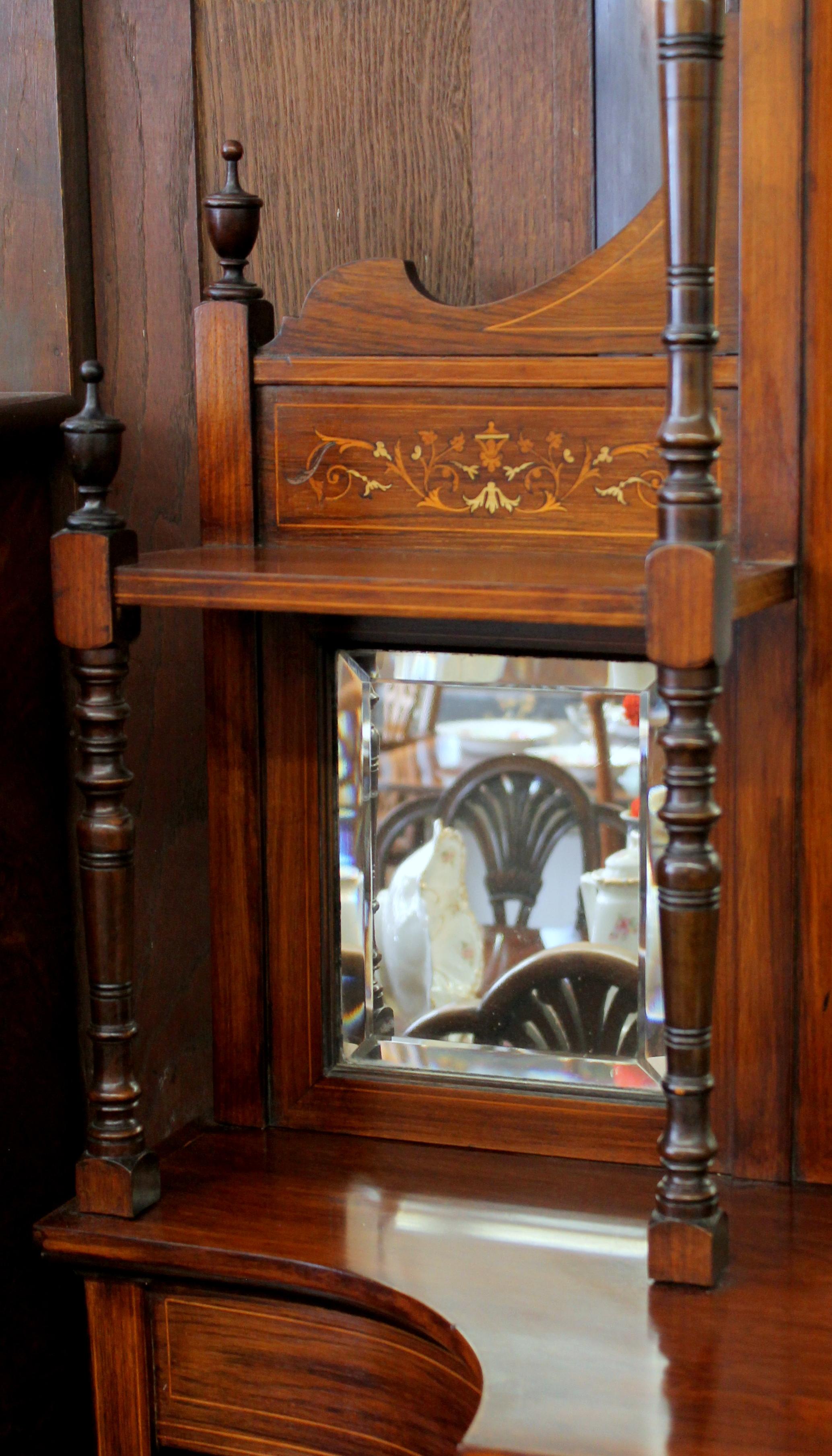 19th Century English Marquetry Inlaid Chiffonier/ Display Cabinet with Niches For Sale 1