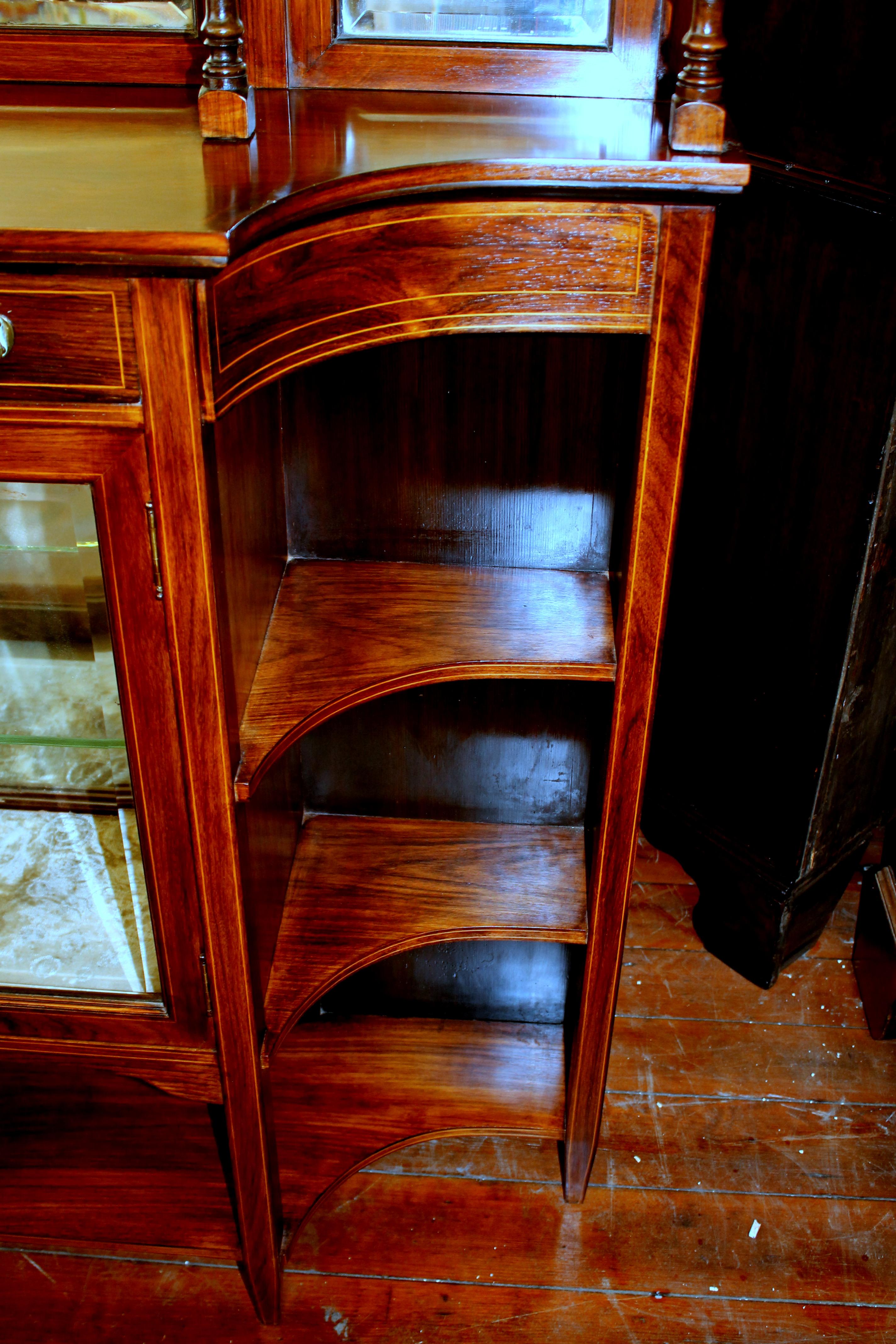 19th Century English Marquetry Inlaid Chiffonier/ Display Cabinet with Niches For Sale 2