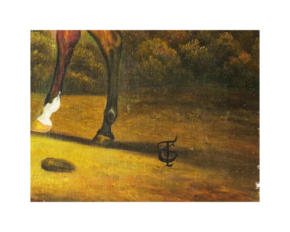 Antique 19Th C English Oil Horse Rider Painting In Good Condition In New York, NY
