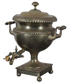 Antique 19th C. English Regency Brass Samovar Coffee Tea Urn Drink Dispenser