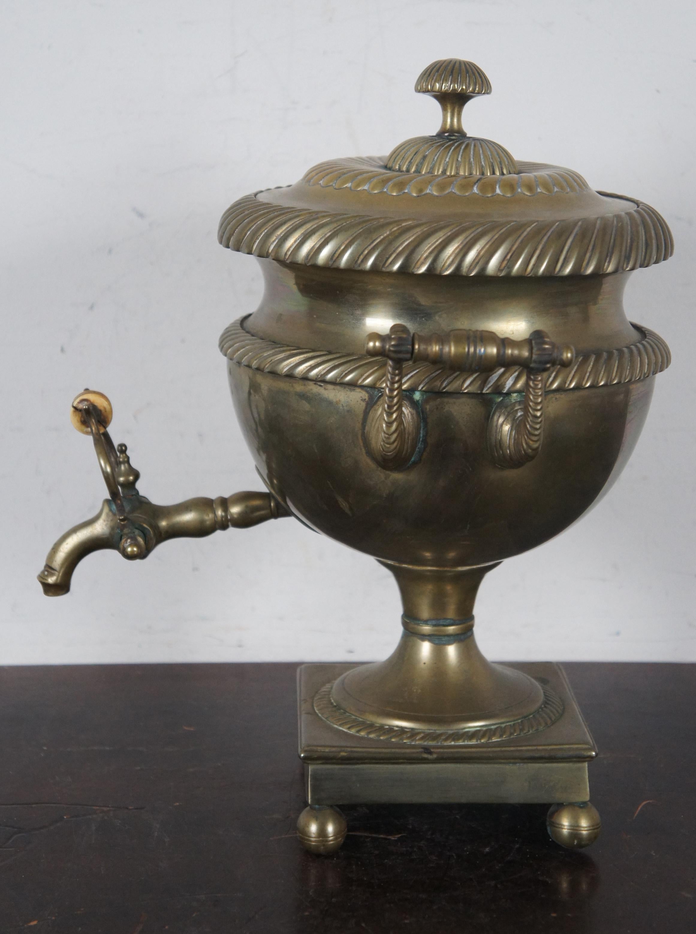 19th Century Antique 19th C. English Regency Brass Samovar Coffee Tea Urn Drink Dispenser For Sale