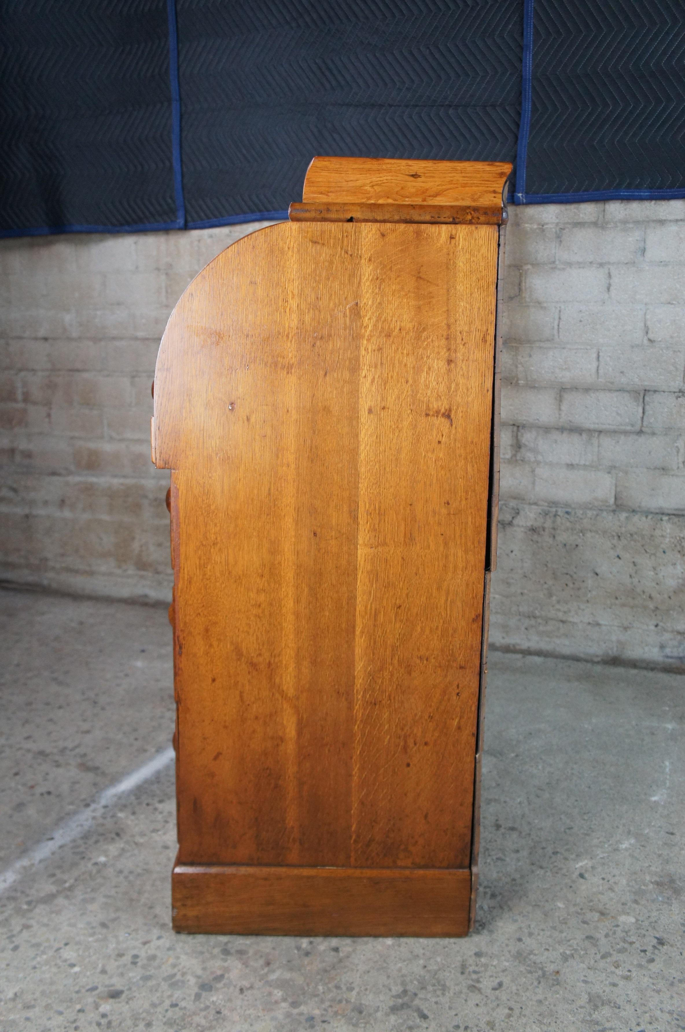 Antique 19thC English Victorian Hobbs Kneehole Cylinder Roll Writing Bureau Desk 3