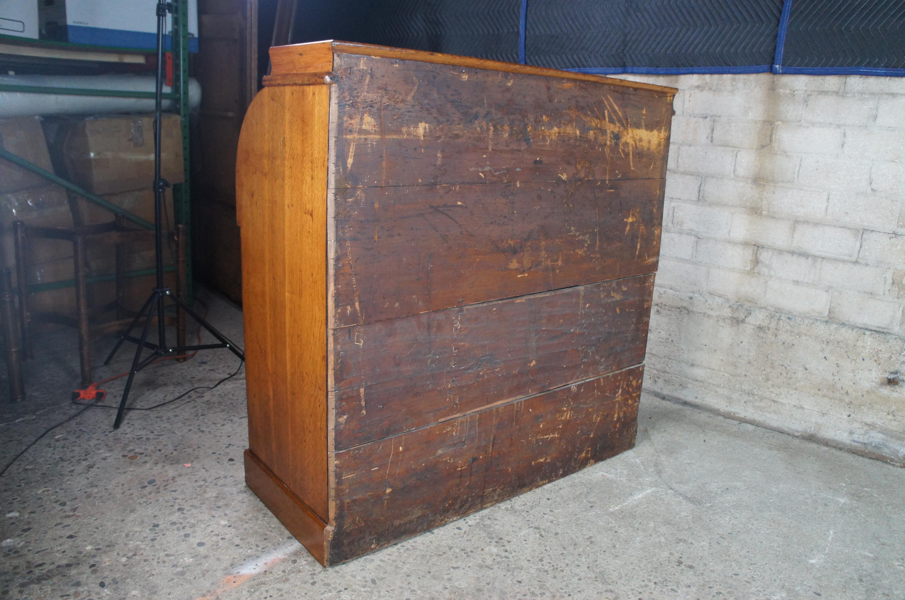 Antique 19thC English Victorian Hobbs Kneehole Cylinder Roll Writing Bureau Desk For Sale 4