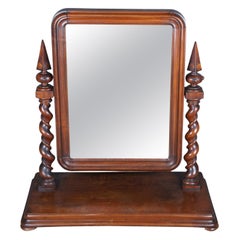 Antique 19th C. English Victorian Mahogany Dressing Shaving Toilet Mirror