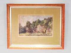 Antique 19th C English Watercolor View of Rievaulx Abbey